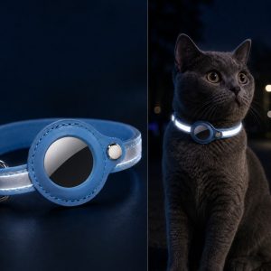 AirTag-Compatible Reflective Pet Tracking Collar for Cats & Small Dogs - Secure Holder for Outdoor Adventures & Night Visibility