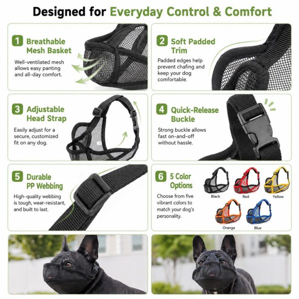 Black French Bulldog breathable mesh muzzle