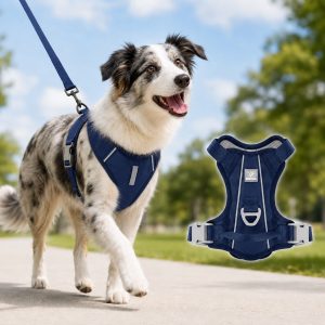 Reflective Dog Harness for Night Walks, Daily Park Walks & No-Neck-Pull Comfort