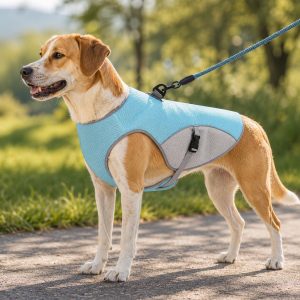 Dog Cooling Vest for Summer Walks - Wet-to-Cool Lightweight Jacket with Leash Ring for Hot Weather Outdoor Comfort