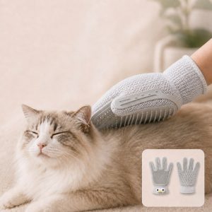 Dual-Sided Pet Grooming Glove for Couch & Bath Time - Gentle Deshedding, Massage & Fur Cleanup for Cats &Dogs