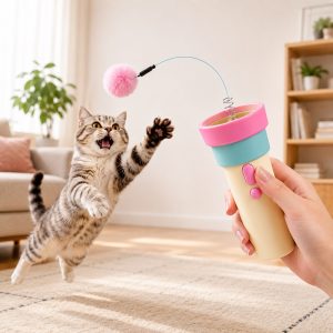One-Click Electric Cat Teaser Launcher for Indoor Cats - Chase & Pounce Play Without Constant Wand Waving