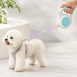 Rechargeable Light-Up Retractable Dog Leash for Night Walks - Helps Small Dogs Stay Visible & Easy to Control