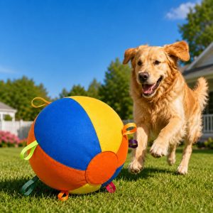 Inflatable Dog Play Ball for Backyard & Indoor Play - Oversized Chase and Tug Toy to Burn Energy and Ease Boredom