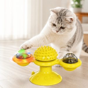Light-Up Spinning Cat Windmill Toy for Indoor Play & Boredom Relief