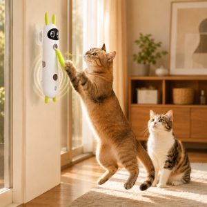 Motion-Activated Feather Cat Toy for Indoor Play - Wall-Mounted Teaser That Keeps Bored Cats Busy