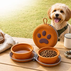 Paw-Shaped Collapsible Pet Travel Bowl Set for Walks, Camping &Road Trips - Feed Anywhere Without Bulky Bowls