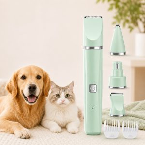 4-in-1 Cordless Pet Grooming Trimmer for Dogs & Cats - At-Home Paw, Face & Body Hair Touch-Ups for Nervous Pets