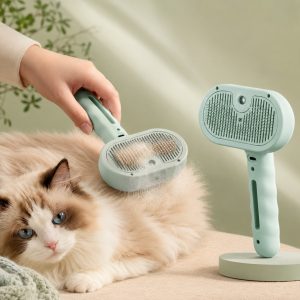 Pet Spray Grooming Brush for Cats & Dogs - Gentle Mist De-Shedding Comb for Loose Fur, Flying Hair & Daily Coat Care