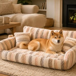 Cozy Plush Dog Sofa Bed for Living Rooms - Soft Bolstered Support for Everyday Naps