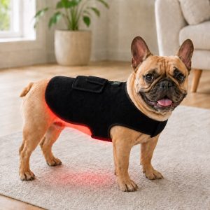 FrenchieGlow Red Light Comfort Vest for French Bulldogs - USB-Powered or Built-In Battery At-Home Back, Belly & Hip Comfort After Walks, Stairs & Playtime