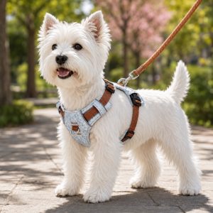 Vintage Denim No-Pull Dog Harness &5 ft Rope Leash Set - Soft Adjustable Vest for Everyday Walks, Better Control & Low-Light Visibility