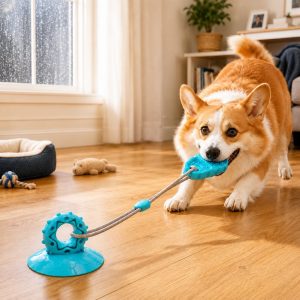 Suction Cup Dog Chew & Tug Toy for Indoor Play - Helps Redirect Shoe Chewing & Burn Boredom