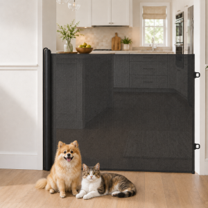 No-Drill Retractable Pet Gate for Doorways, Kitchens & Stairs - Keep Cats and Dogs Safely Out of Off-Limit Areas