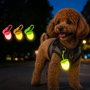 AcornGlow USB-C Rechargeable Pet Safety Light for Night Walks - Clip-On Acorn LED Charm for Collars, Harnesses & Leashes to Help Dogs Stay Visible After Dark