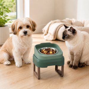 Adjustable Slow Feeder Pet Bowl for Cats & Small Dogs - With Stand or No Stand