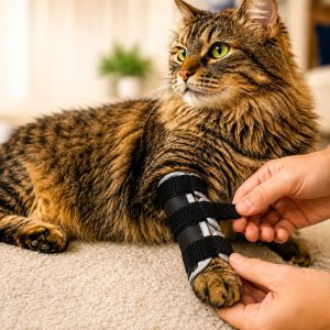 Cat Leg Support Brace for Recovery Care - Adjustable Front or Hind Leg Splint for Weak Legs