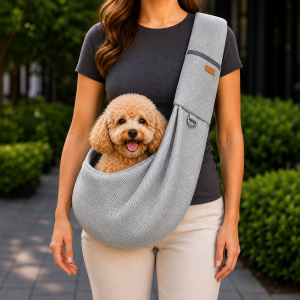 Crossbody Pet Sling Carrier for Small Dogs & Cats - Breathable Hands-Free Travel Bag for Walks, Errands & Vet Visits