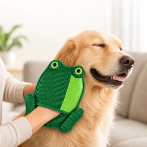 Froggy Pet Hair Removal Grooming Mitt for Cats & Dogs - Gentle Daily Deshedding Glove for Sofas, Rugs, Clothes & Car Seats