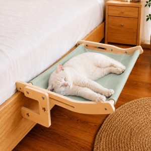 Bedside Hanging Cat Hammock Bed - Space-Saving Elevated Cat Lounge for Beds, Sofas & Windows