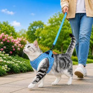 Lightweight Cat Harness & Leash Set for Outdoor Walks - Breathable Adjustable Vest for Secure, Comfortable Control