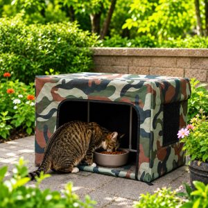 Outdoor Cat Feeding Shelter for Backyards - Weather-Resistant Food Station Cover