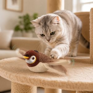 Rechargeable Interactive Cat Toy - Flapping Bird, Plush Animal & Motion Activated Toys for Indoor Cats