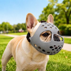 Short-Snout Dog Muzzle for French Bulldogs - Breathable No-Bite & Anti-Scavenging Muzzle for Walks, Grooming and Daily Care