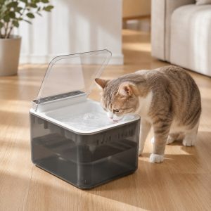 Smart Auto-Lid Cat Water Fountain for Busy Cat Parents - 3L Cordless Pet Water Dispenser with Dust Cover, Motion Sensor & Type-C Charging