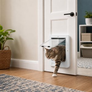 Smart RFID Cat Door for Litter Rooms & Pet-Only Spaces - Selective Access Pet Door to Help Keep Unwanted Animals Out
