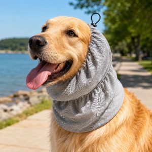 Water-Activated Dog Cooling Snood for Summer Walks - Lightweight Neck & Ear Cooler for Hot Weather, Beach Days & Long-Fur Dogs