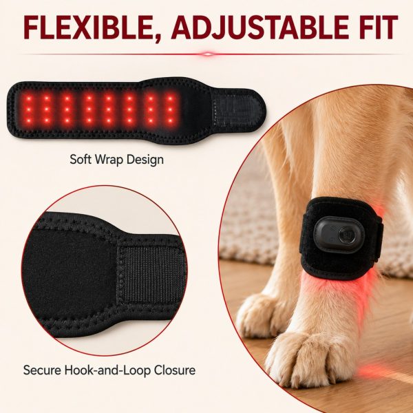 USB-C rechargeable dog red light leg wrap with charging cable