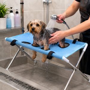 Foldable Pet Grooming Stand for Cats & Small Dogs - Bathing & Nail Trimming Support for Less Squirming