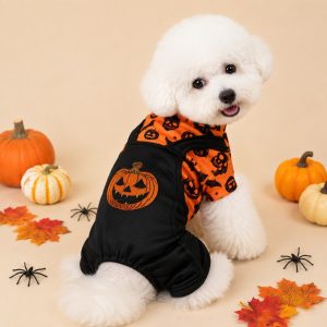 Halloween Dog Jumpsuit for Parties & Photos - Soft Pumpkin Pet Costume