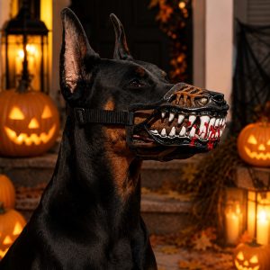Halloween Monster Dog Muzzle Costume - Adjustable Open-Nose Fang Mask for Parties, Photos & Spooky Walks